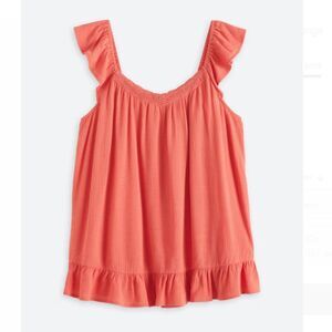 Ruffle Sleeve Coral Peplum Blouse - Mason & Belle - XL